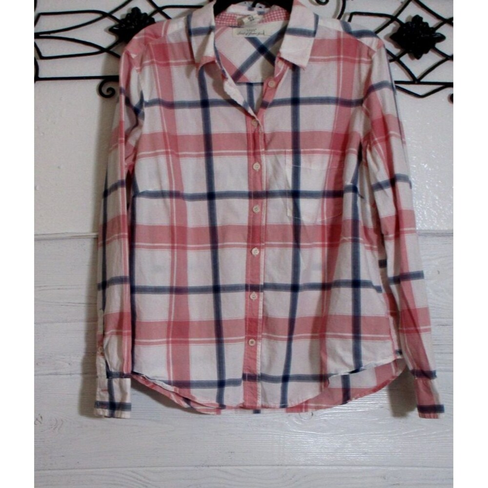 H&M Women's Top Size 16 Long Sleeve Pink Plaid Button Up